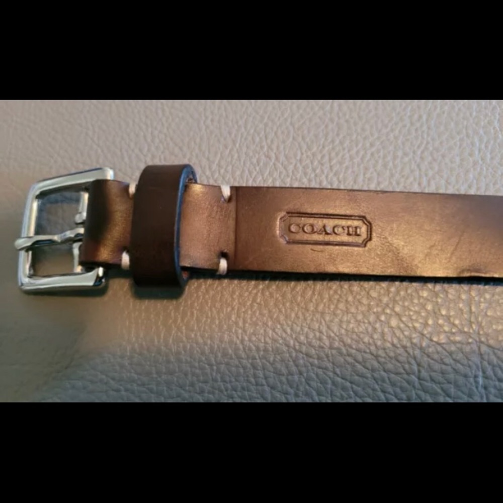 Vintage COACH Womens Brown Leather Belt w/ Nickel   Buckle Size Medium